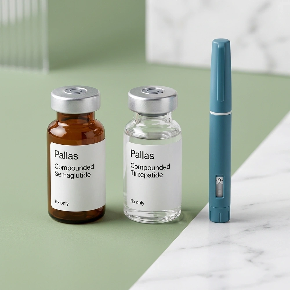 Pallas Compounded Semaglutide and Tirzepatide Vials with Injector Pen